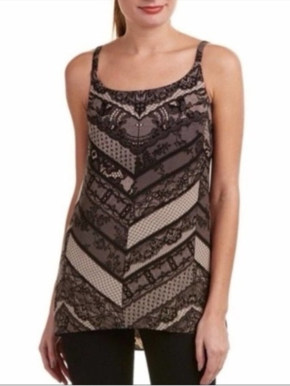 Cabi Monaco Cami #3278 Chevron Lace Print Tank Top/ Mini Dress